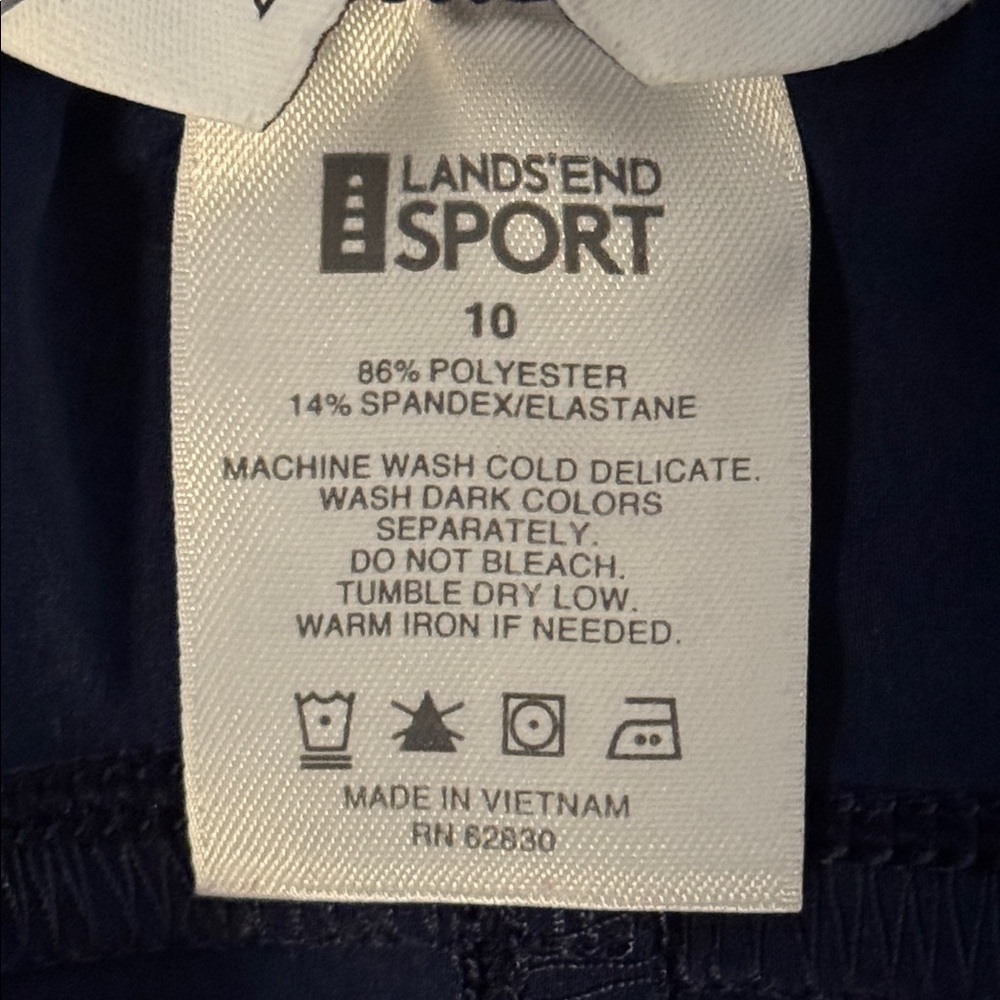 Land’s End Sport Drawstring 9” Shorts Navy Blue Women’s 10 - Picture 5 of 5
